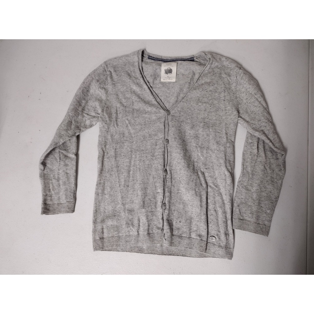 Zara Boys Gray V-Neck Button Front Knit Cardigan Sweater Size 6